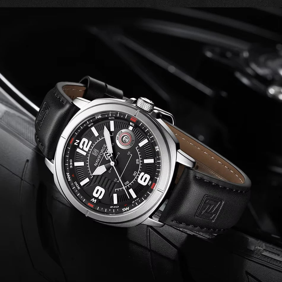 NAVIFORCE Men's Quartz Watch with Leather Band