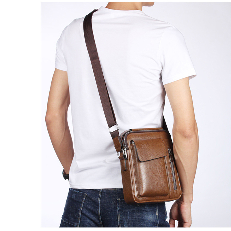 Business PU Leather Messenger Bag – Large Capacity Waterproof Crossbody Shoulder Bag for Men