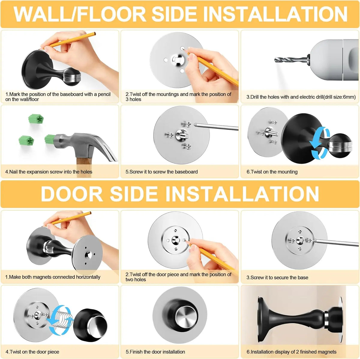 Stainless Steel Door Stoppers for Bathroom Hotel Use Modern Design