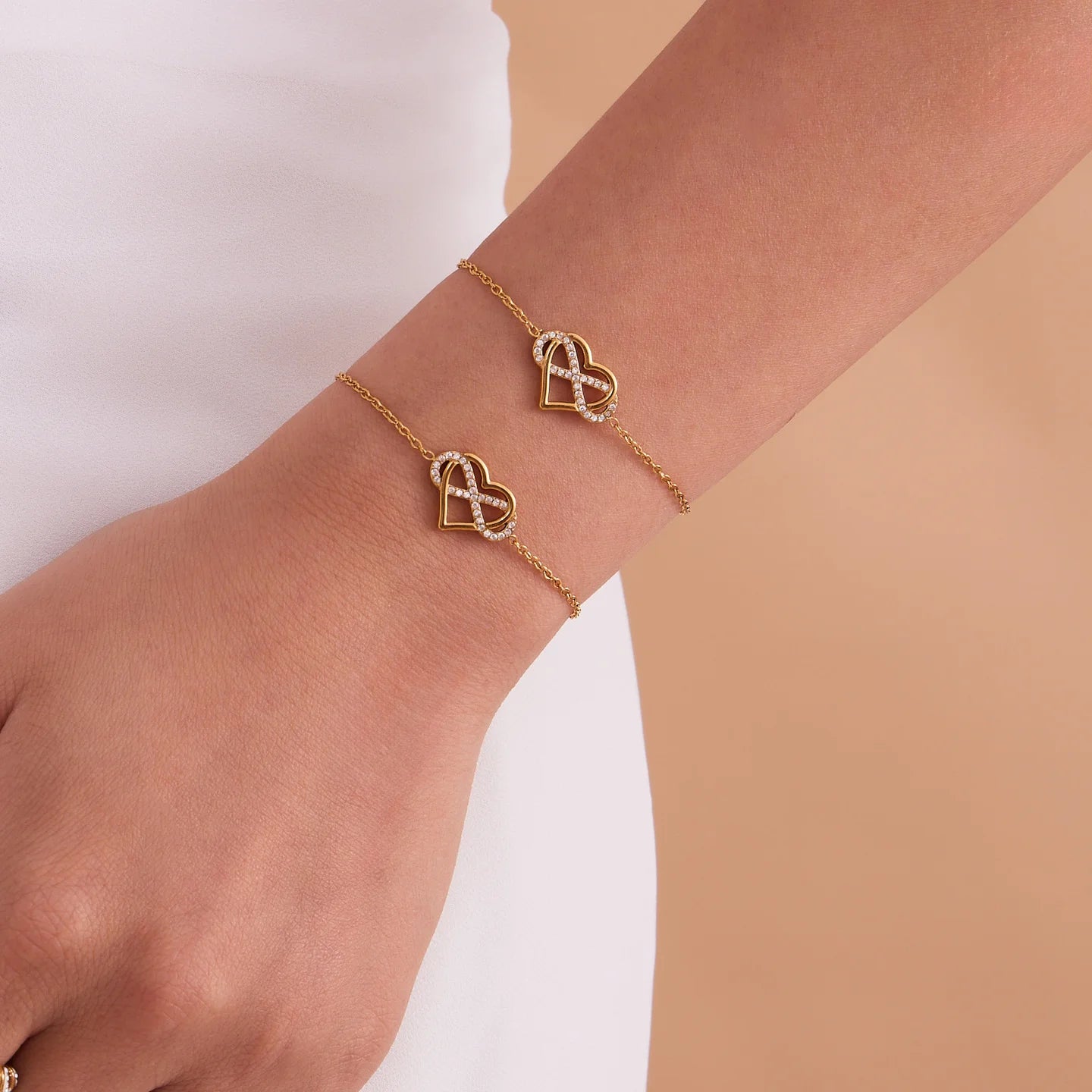 Elegant Gold-Plated Heart Necklace & Bracelet Set