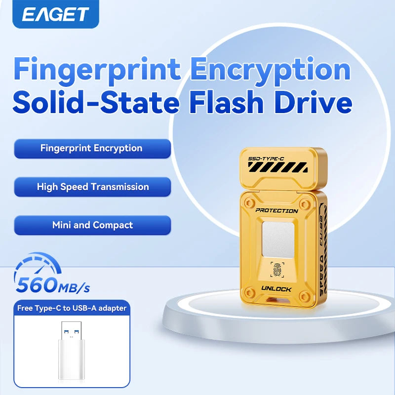 EAGET FU80-1 Pendrive Type-c Thumb Drive 560MB/S Fingerprint