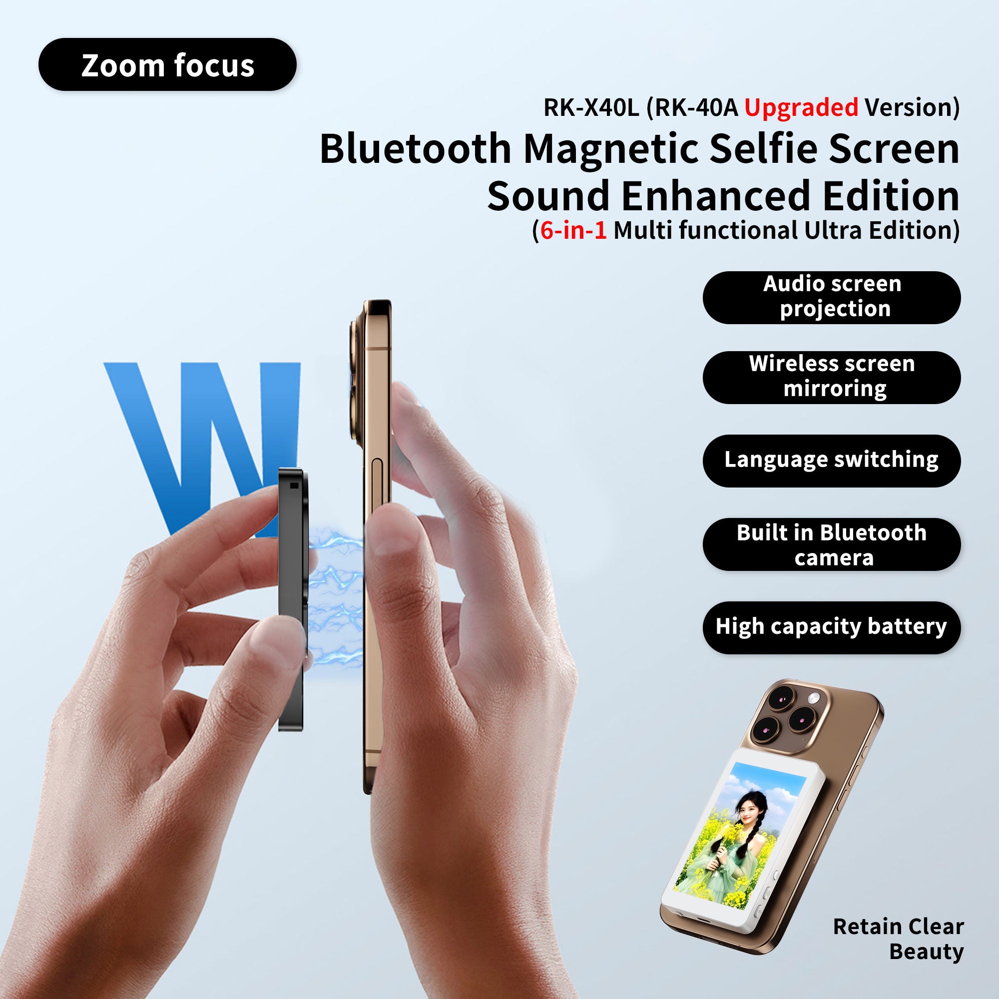 1. RK-X40L Magnetic Rear Screen Vlog Monitor