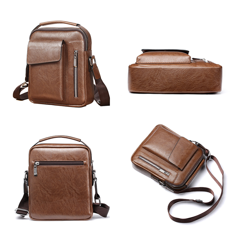 Business PU Leather Messenger Bag – Large Capacity Waterproof Crossbody Shoulder Bag for Men