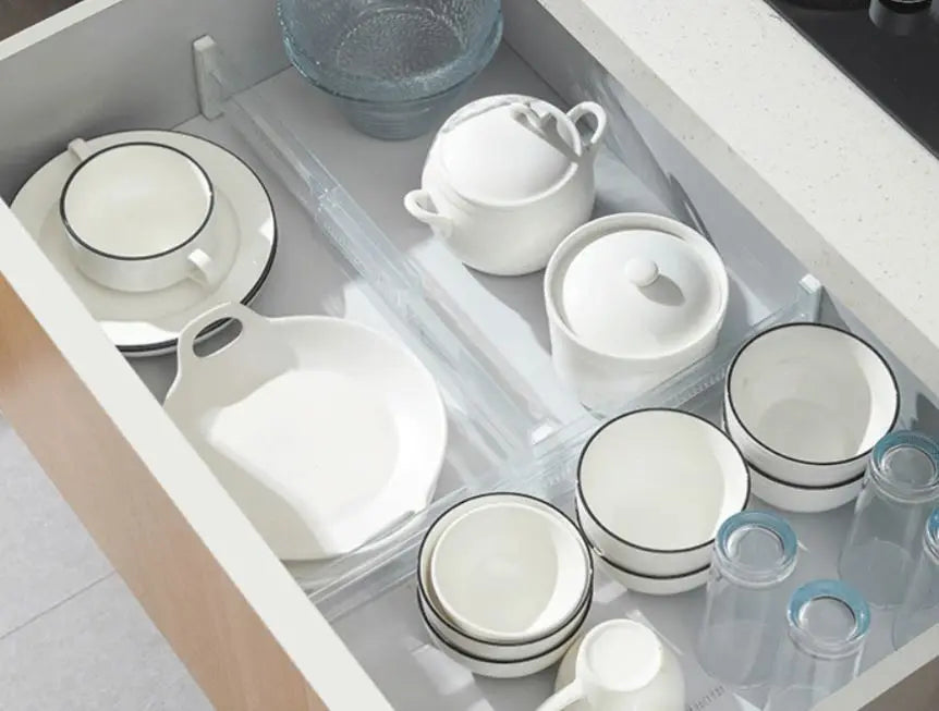 Expandable Transparent Kitchen Drawer Organizers