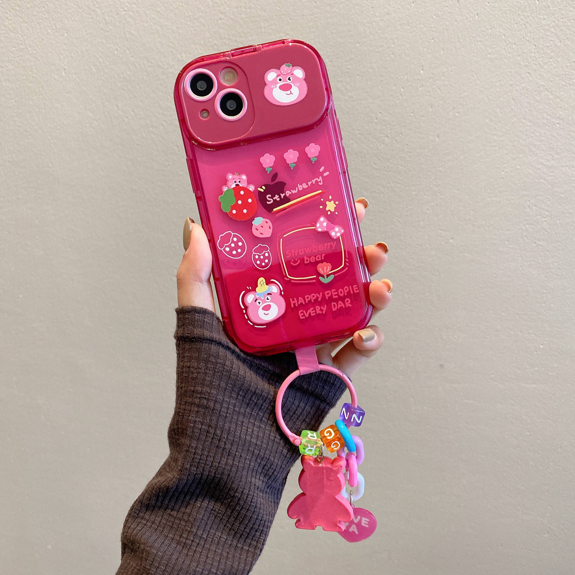 Cartoon Mirror Stand Silicone Case with Chain – Cute Toy Design Shockproof Back Cover for iPhone 16–11 Pro Max