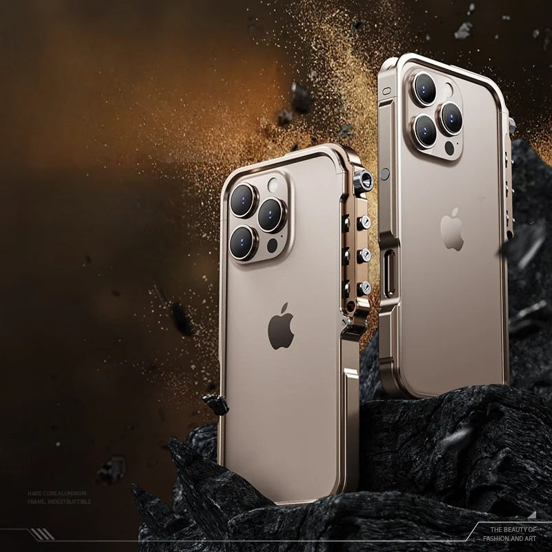 Phone case with Aluminum Frame and Metal protection Cover, Suitable for iPhone