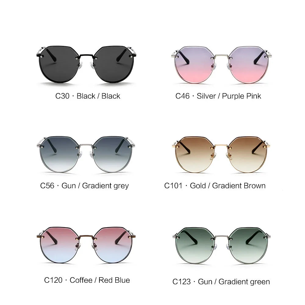 New Style Fashion Sun Protection Gradient Sunglasses Metal Frame Ins Cross Border Design
