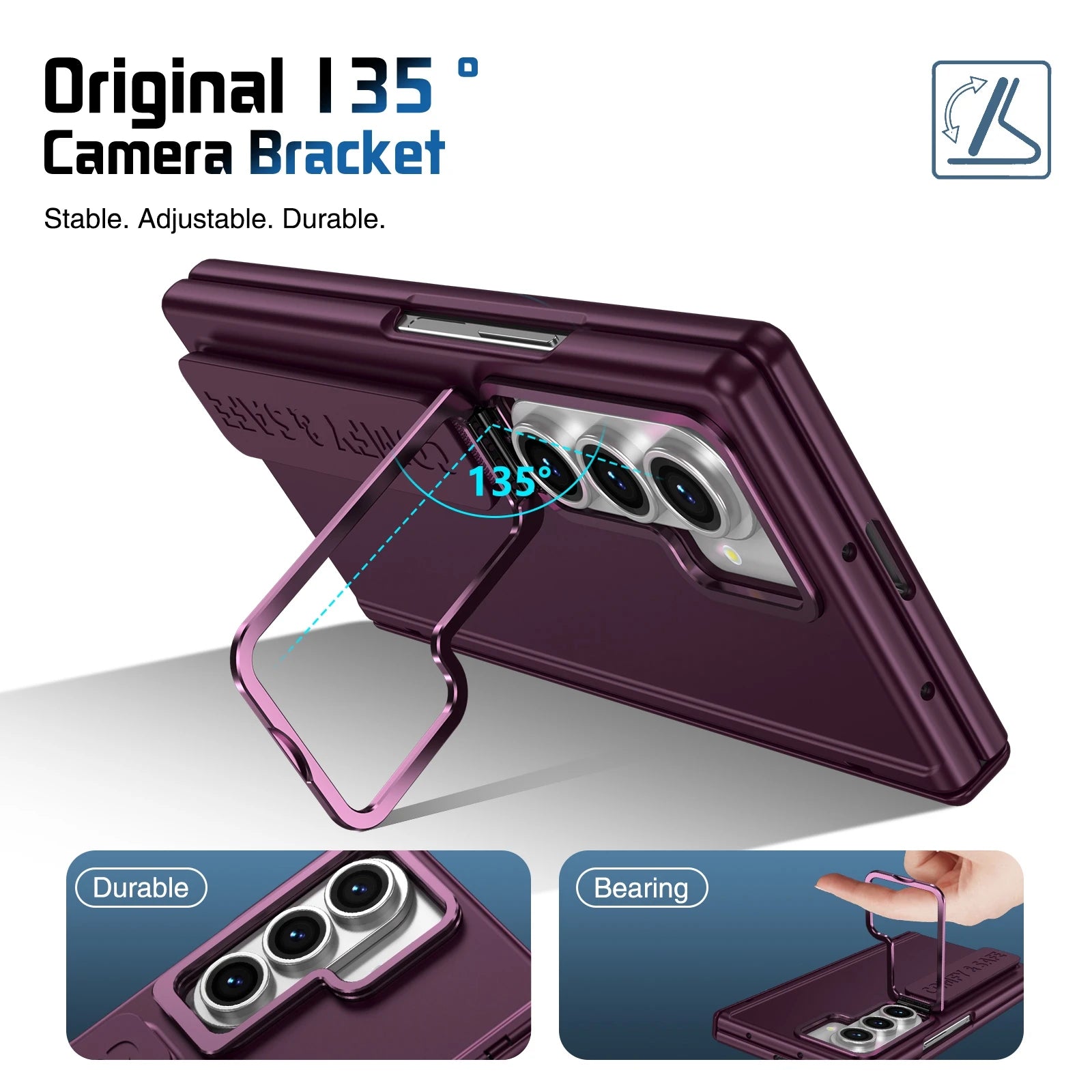 Phone Case Kickstand Lens Protection Silicone Wrist Strap Screen Protector