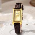 Gold Rectangular Eco-Friendly Women's Watch with Quartz