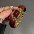 Burgundy Red Flower Vintage Luxury Lady Watch