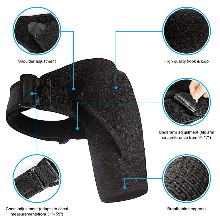 Rotator Cuff Shoulder Support Brace – Breathable Adjustable Shoulder Protector Wrap with Flexible Bracket