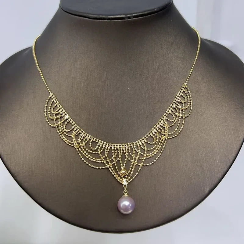 Retro Lace Freshwater Pearl Pendant Necklace