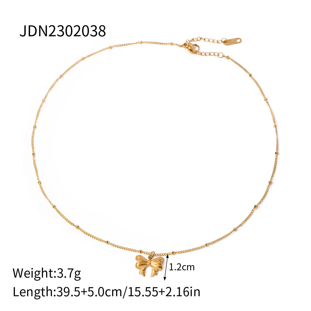 18k Gold Plated 3D Bow Pendant Necklace