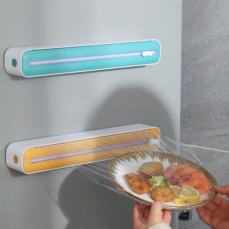 Plastic Wrap Cling Film Dispenser with Cutter – Kitchen Foil & Parchment Paper Holder