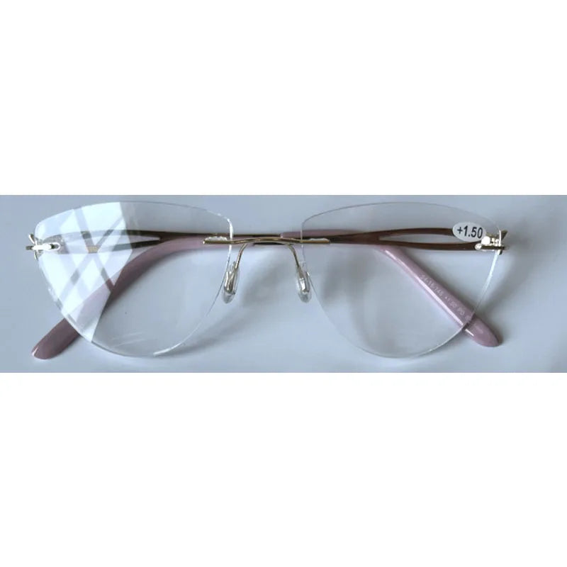 Luxury Cat-Eye Rimless Reading Glasses