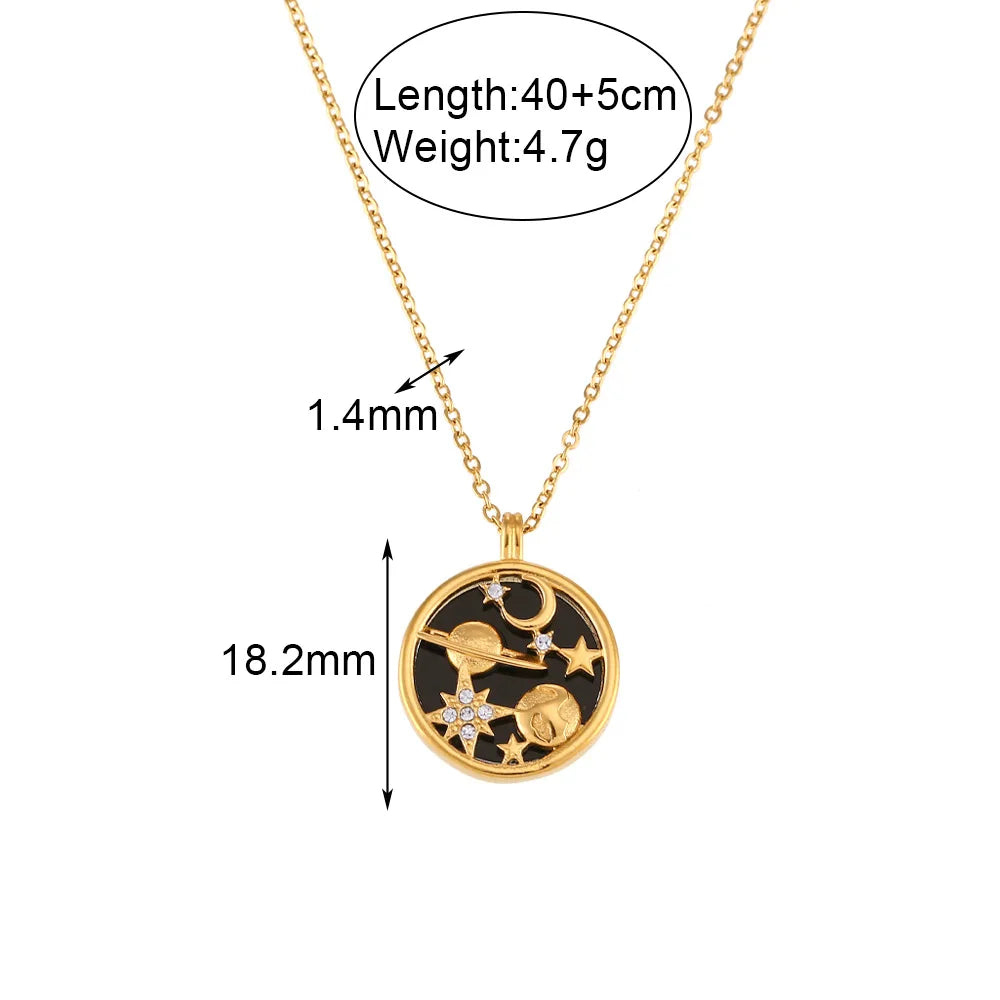 18K Gold Plated Moon & Stars Necklace