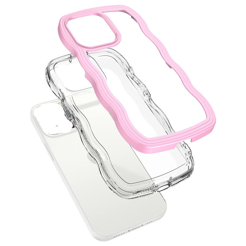 Side Large Wave Design TPU + PC Case for iPhone – Stylish Shockproof Phone Cover