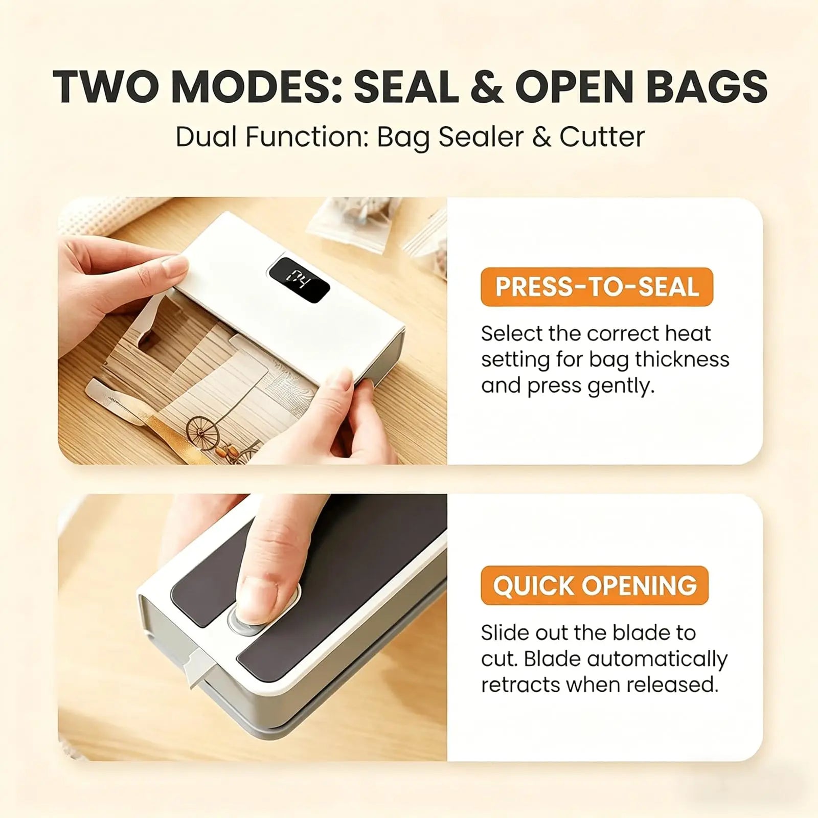 Portable Mini Vacuum Sealer Dual Purpose Airtight Snack & Food