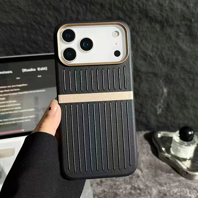TravelStripe Mag Case – Suitcase Style Vertical Stripe Cover for iPhone