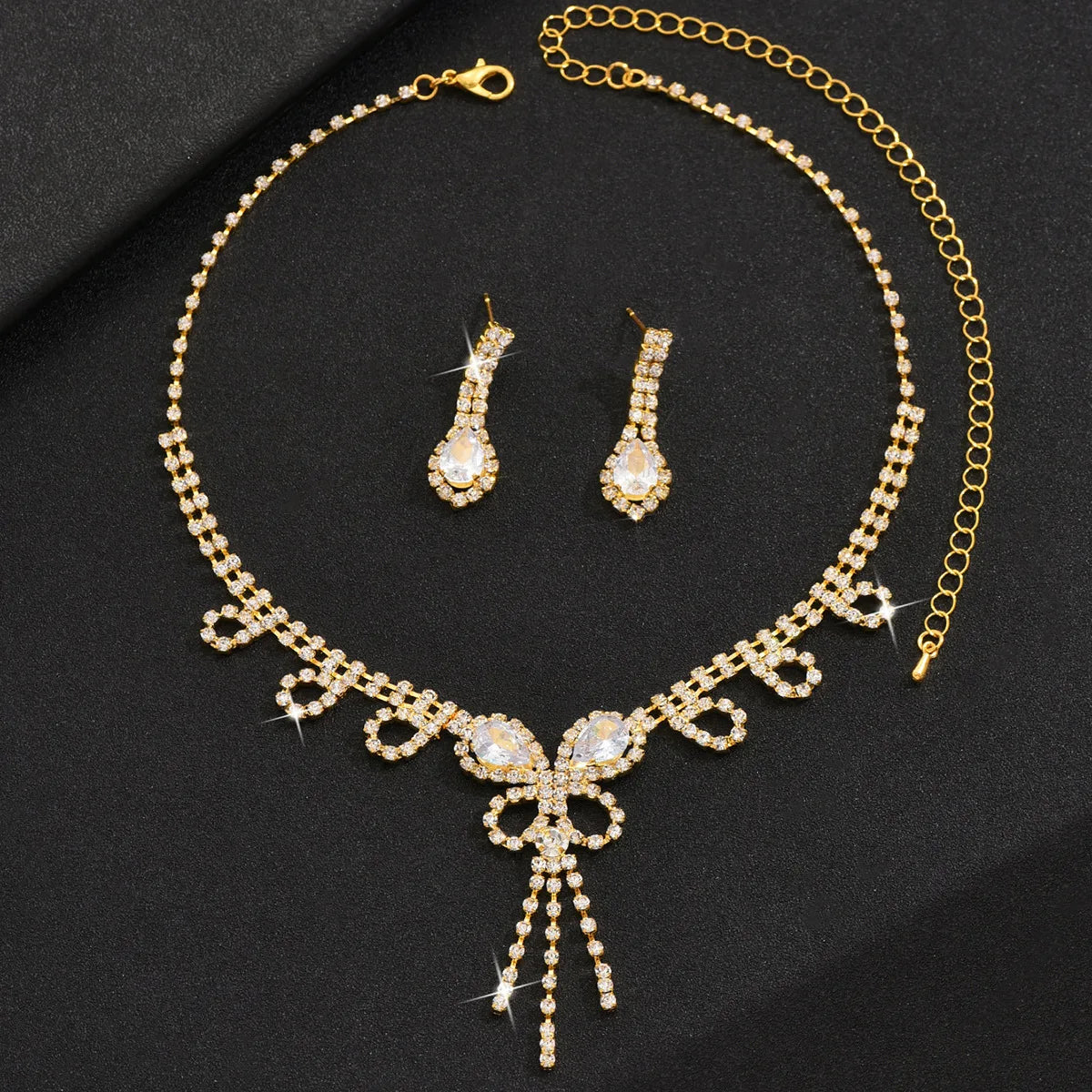 Gold Plated Zircon Butterfly Jewelry Set