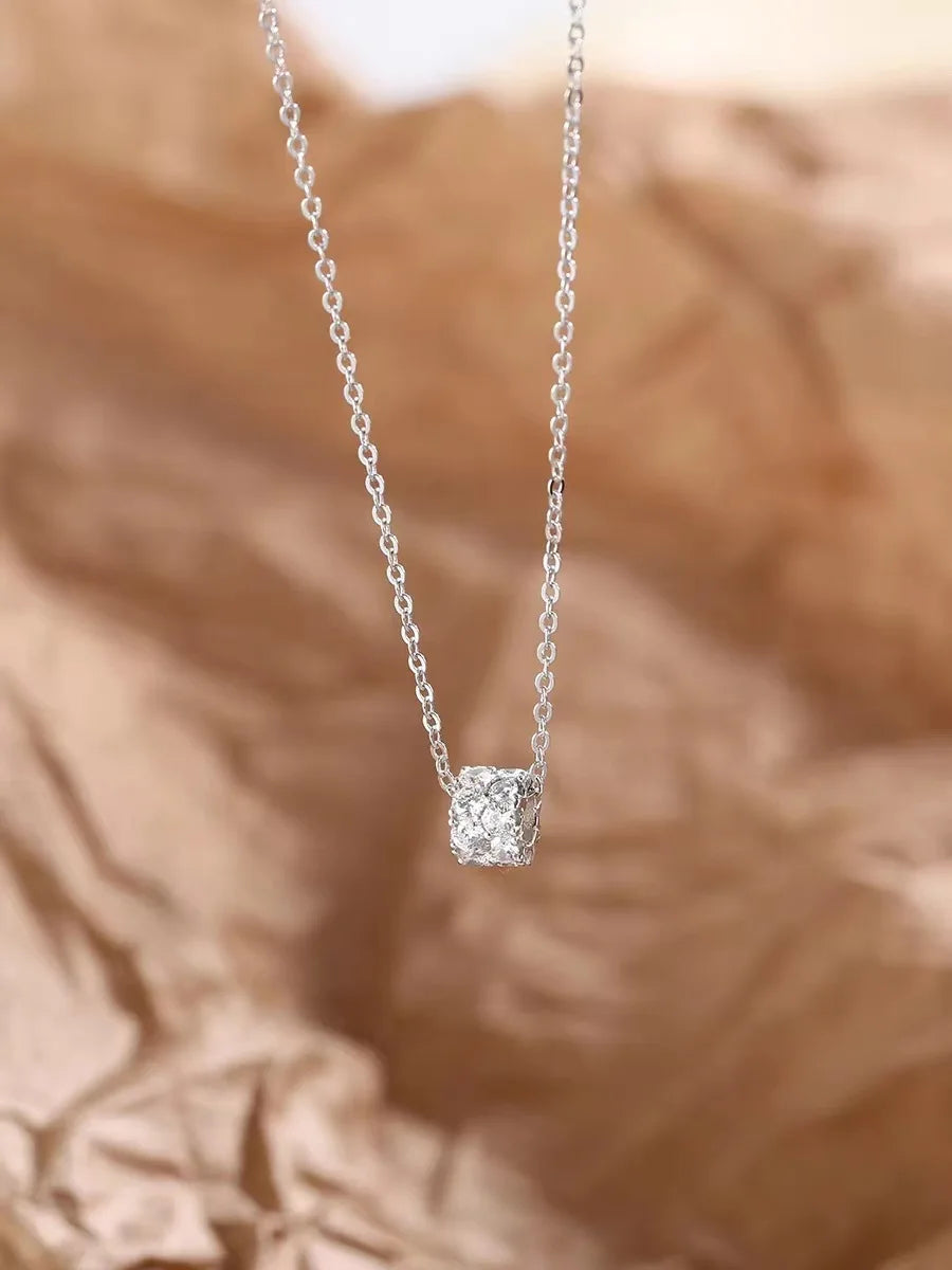 French Minimalist Gold-Plated Diamond Necklace