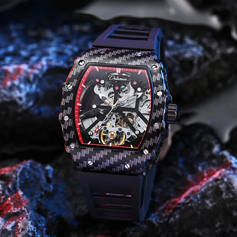 Dulunwe Men's Tourbillon Skeleton Watch
