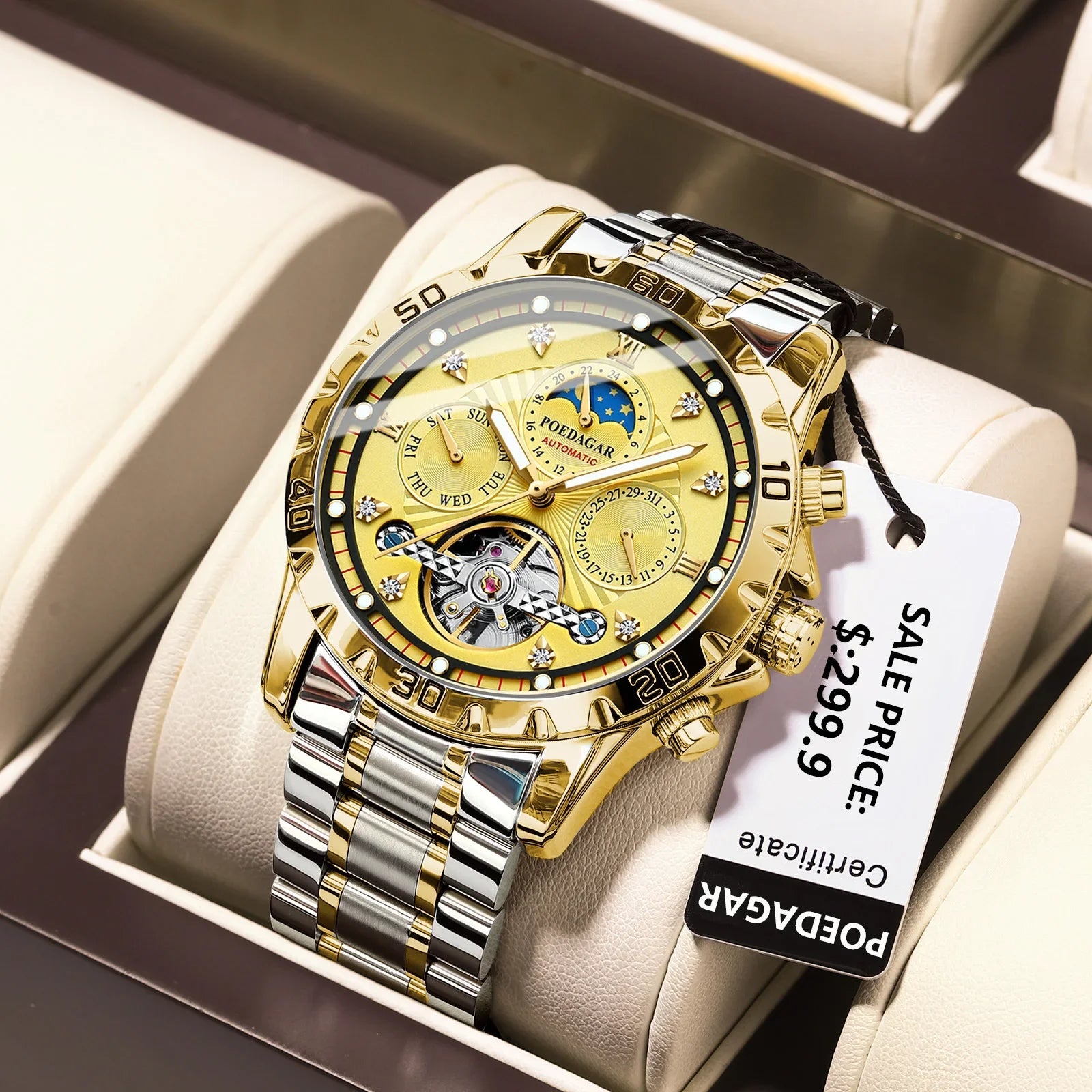 Luxury Gold Automatic Men's Watch - Waterproof & Luminous