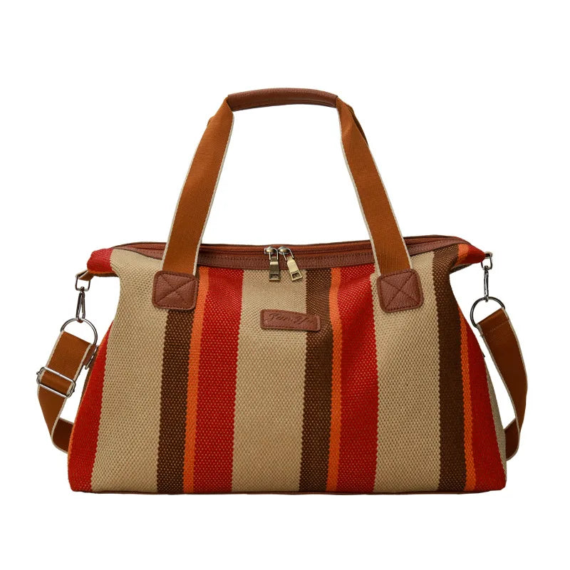 HANFEIZI Women Colorful Stripe Travel Overnight Crossbody Bag