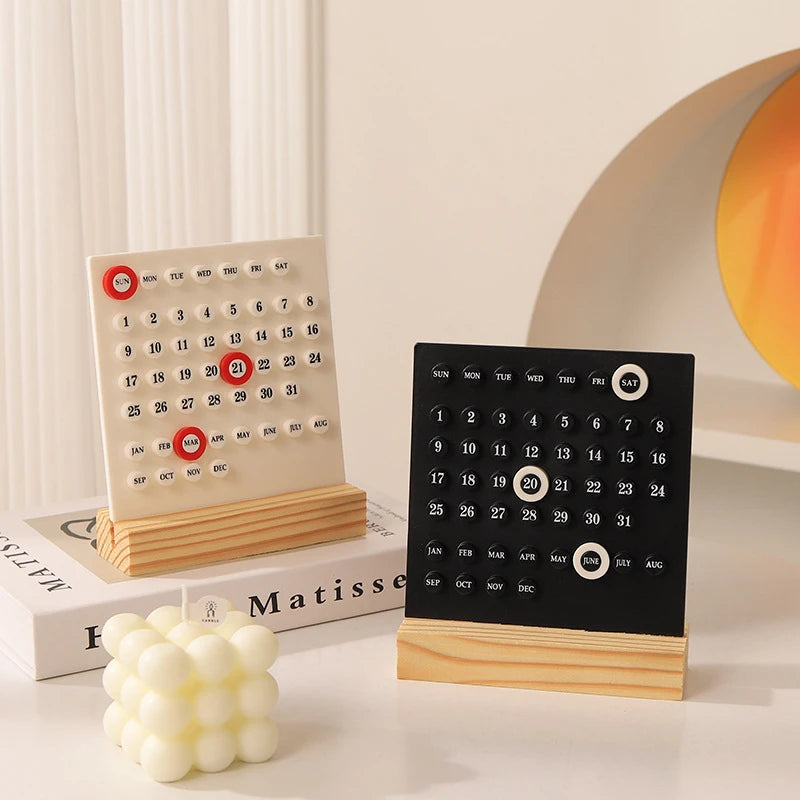 Premium Printing Custom Logo Square Wooden Plastic Desk Calendar