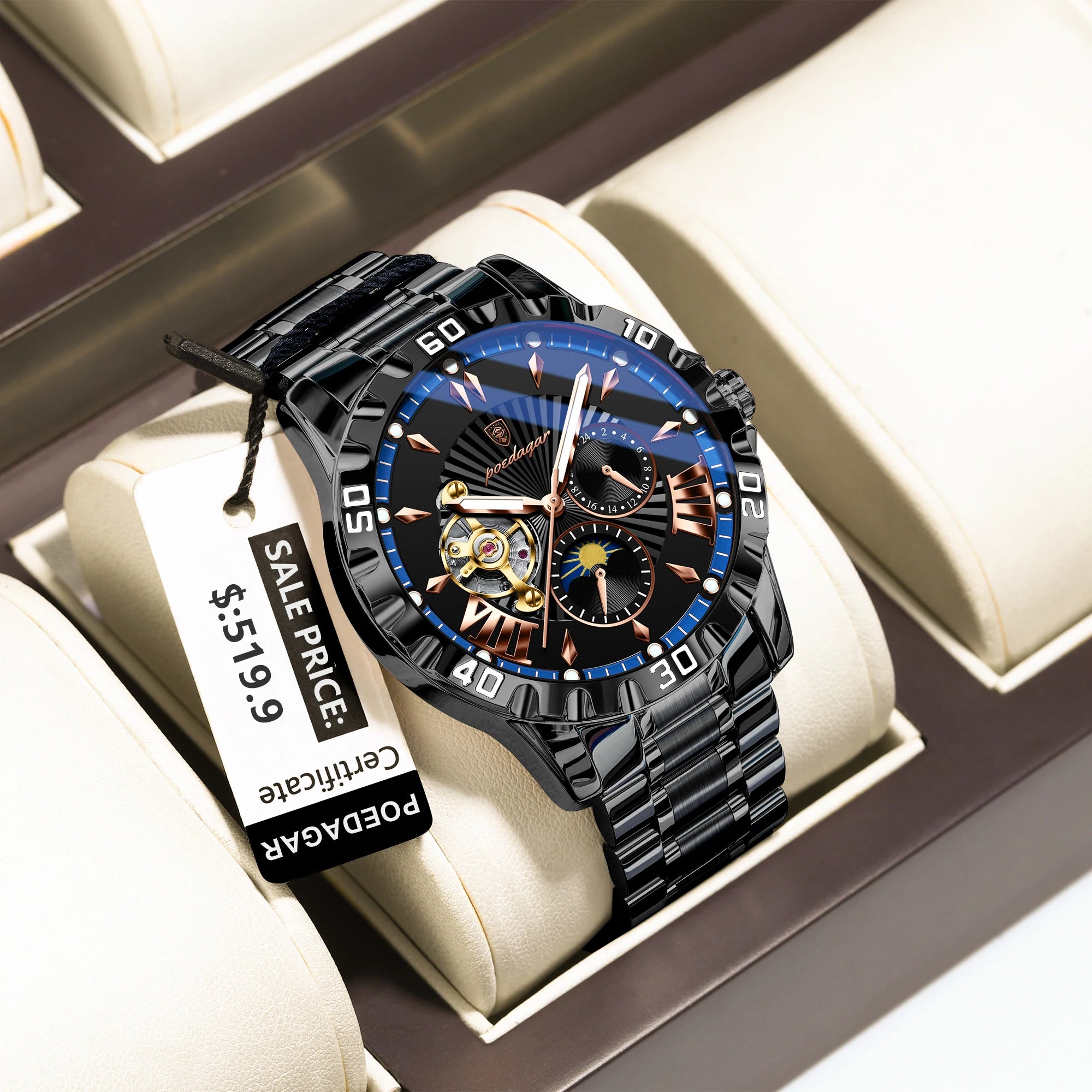 Poedagar 1415 Stainless Steel Men's Automatic Watch
