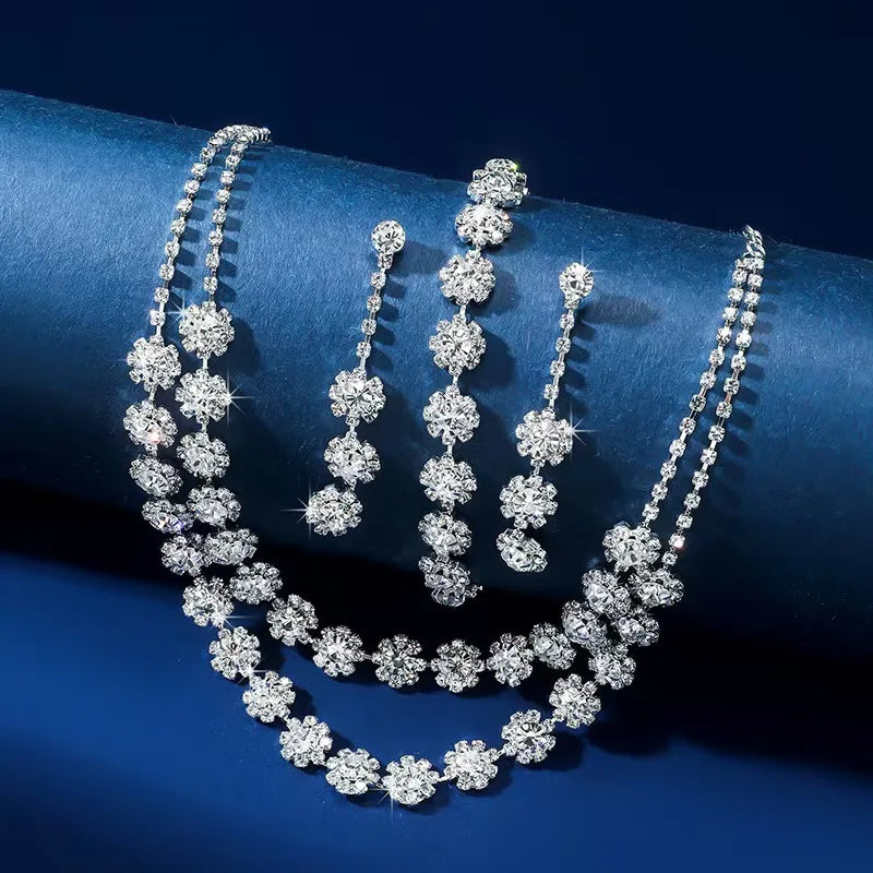 Gold Plated Bridal Jewelry Set with Rhinestone Choker