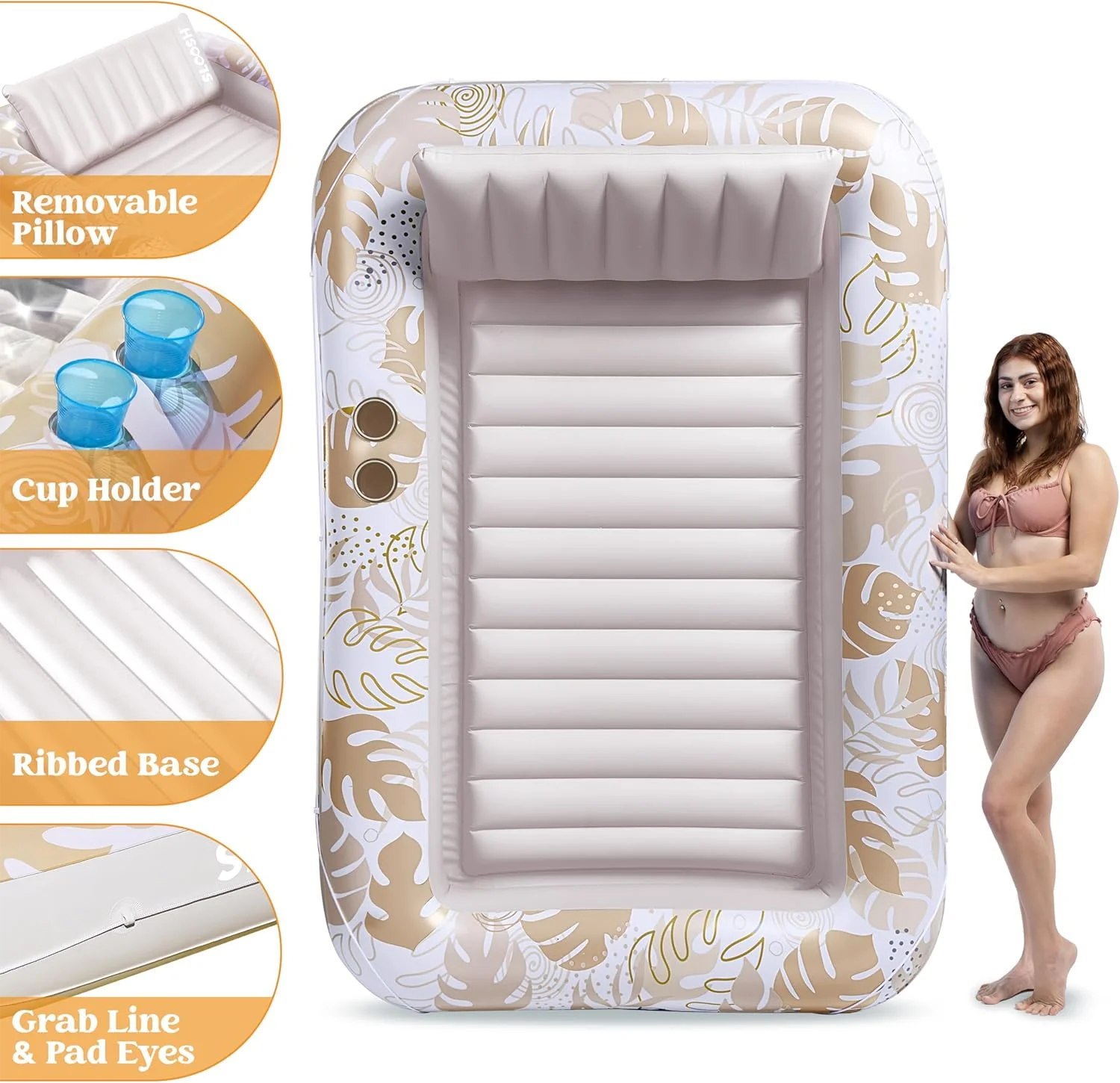 Adult PVC Inflatable Pool Lounger Float Comfortable Ride-on for
