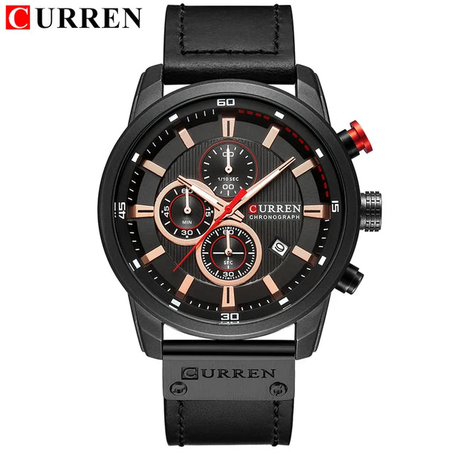 Curren 8291 Quartz Watch Men Leather Strap Sport Casual Watch