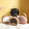 Luxury PU Leather Vintage Checkered Round Lady`s