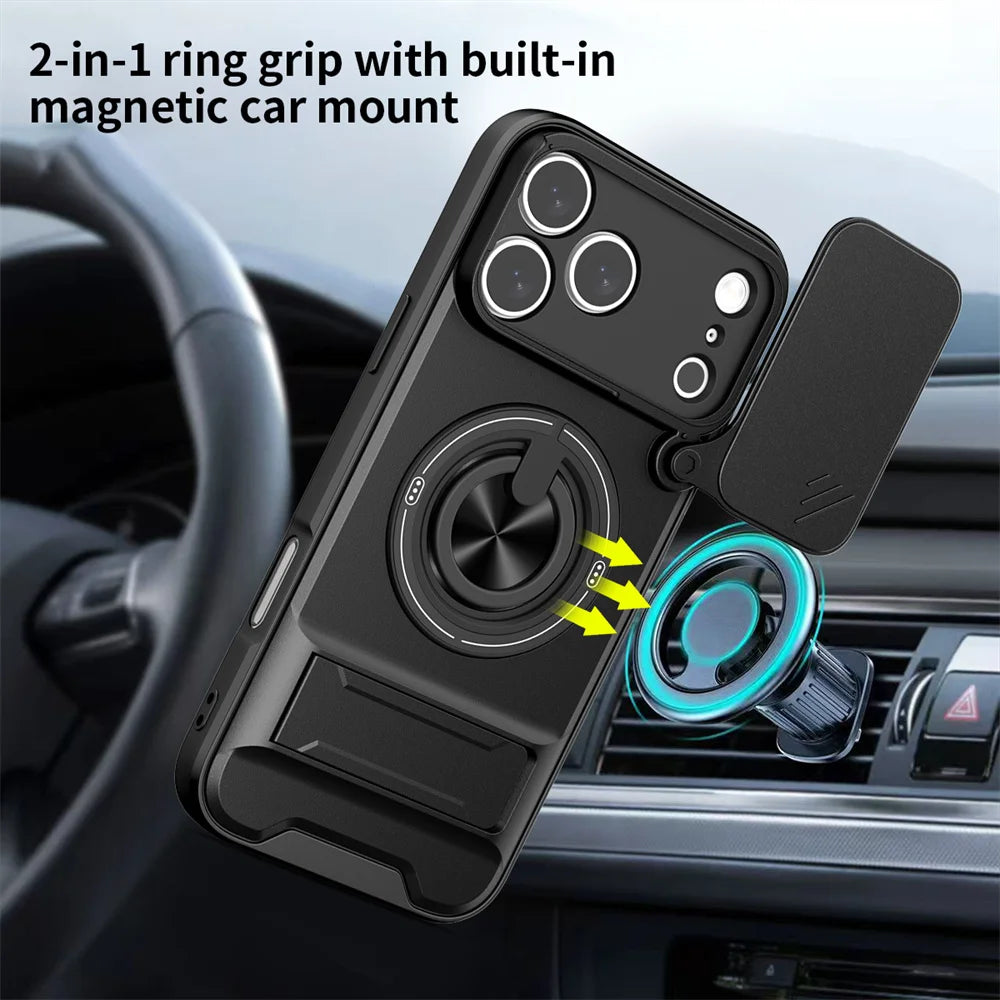 Magnetic Phone Case with Lens Protector & Stand