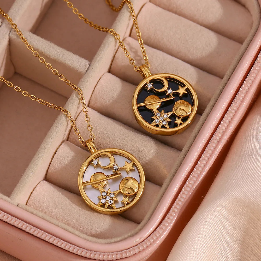 18K Gold Plated Moon & Stars Necklace