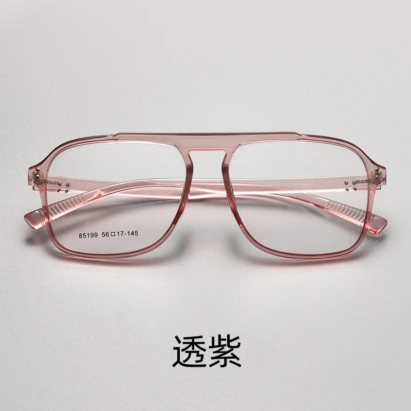 New TR Big Frame Vintage Square Full-Rim Lightweight Geometric Pattern Plastic Lenses Unisex Glasses 85199 Optical Wholesale