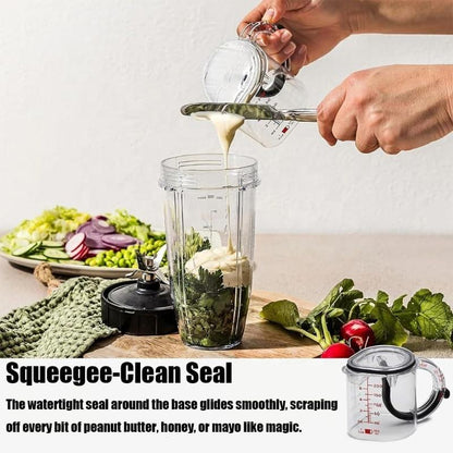 Multi-Functional 4-in-1 Measuring Cup – Adjustable Push Style with Space-Saving Base & Scraper