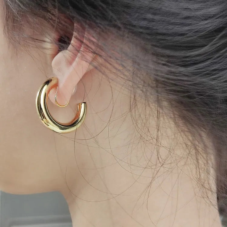 18K Gold Clip On Hoop Earrings