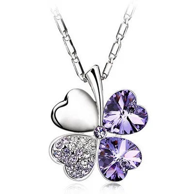 Elegant Four-leaf Clover Crystal Necklace for Women