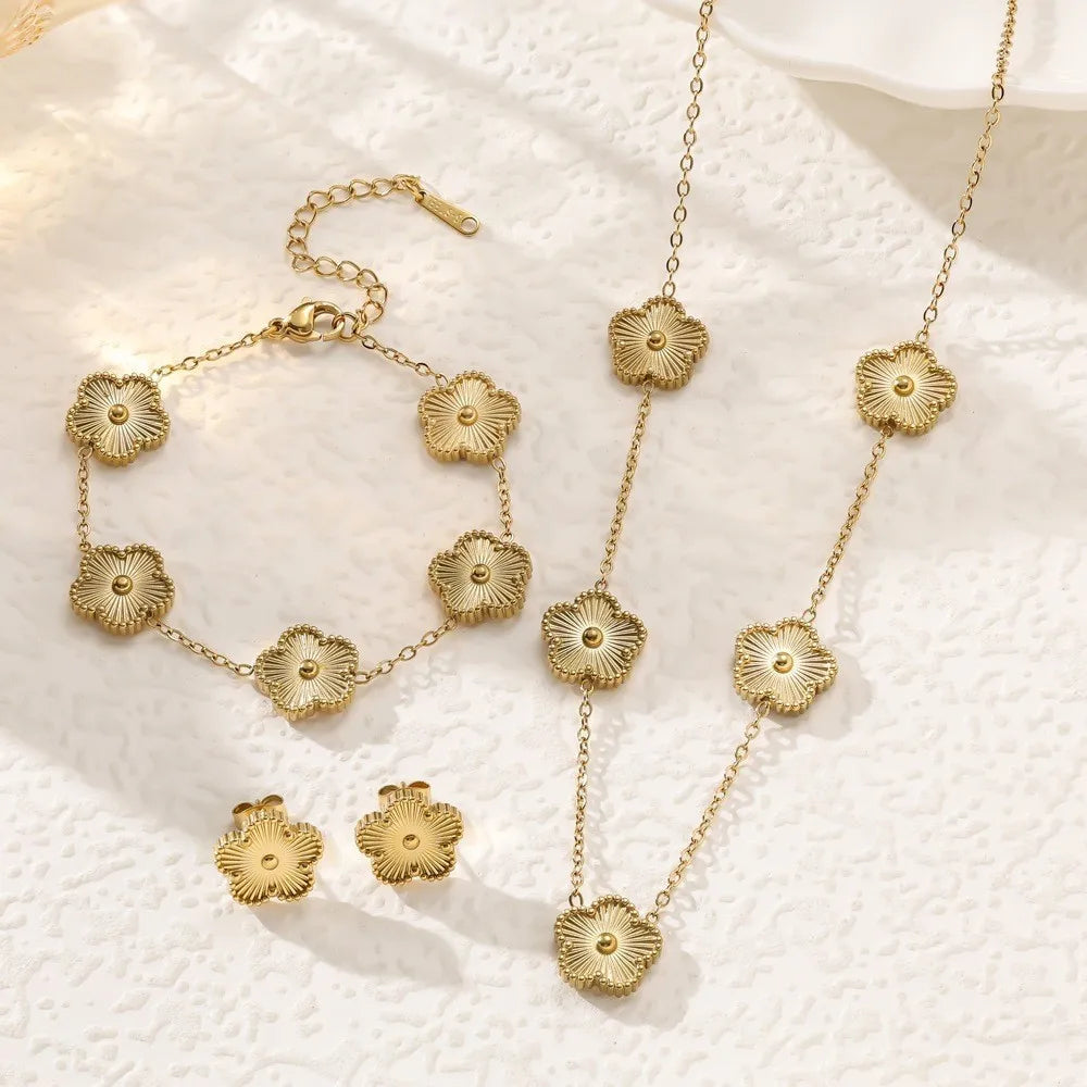 18K Gold Plated Luxury Flower Jewelry Set