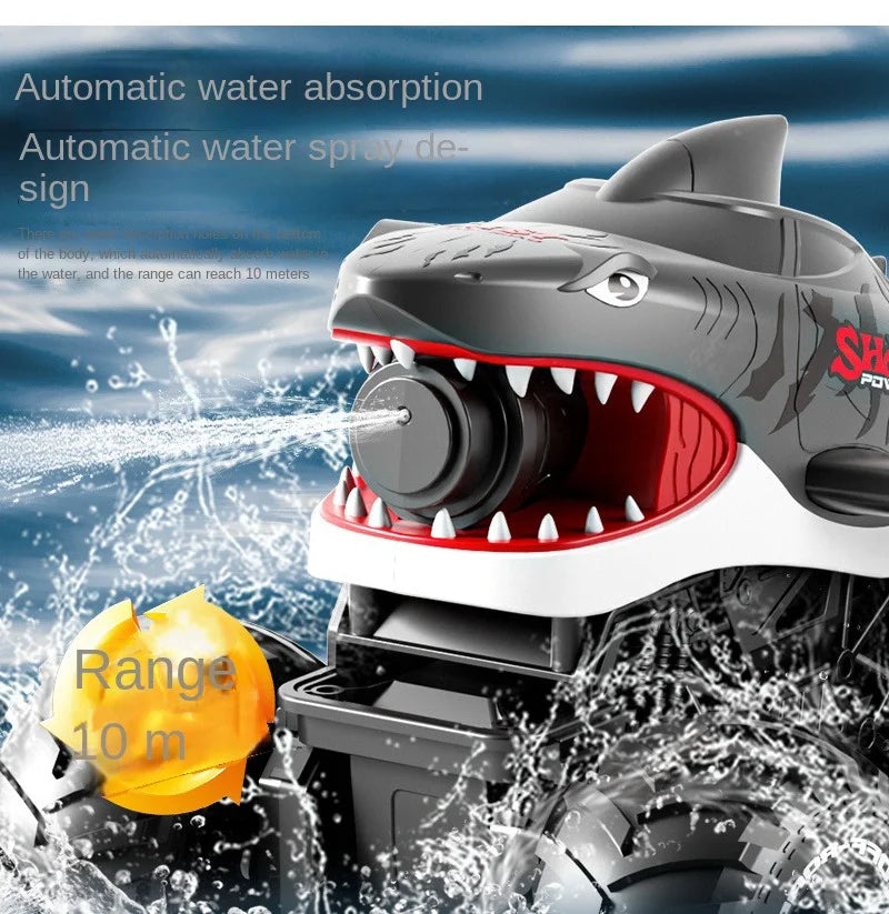 AiJH 2.4G Waterproof Remote Control Shark Car With Water Gun