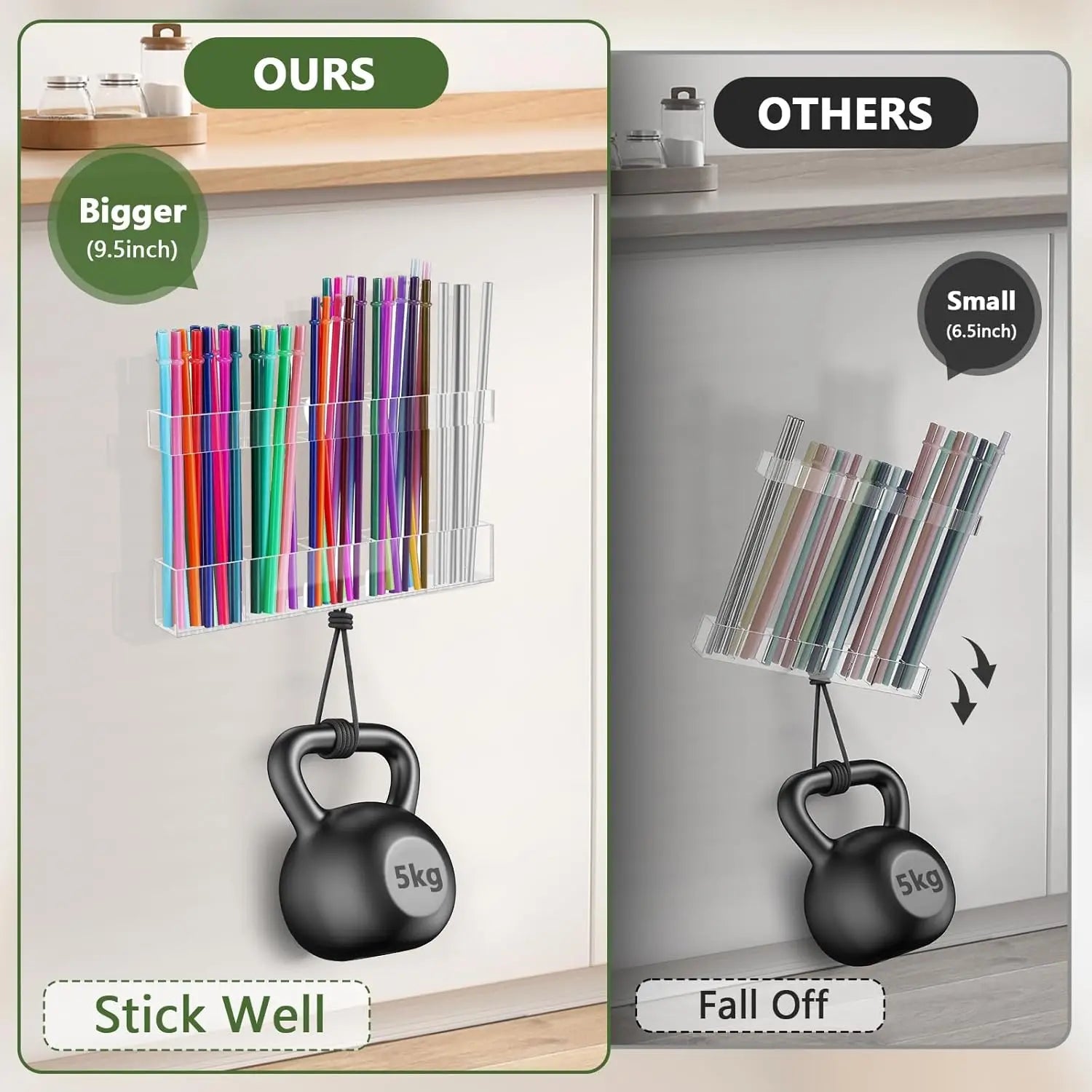 Acrylic Straw Holder for Cabinet Door Reusable Tumbler Straw