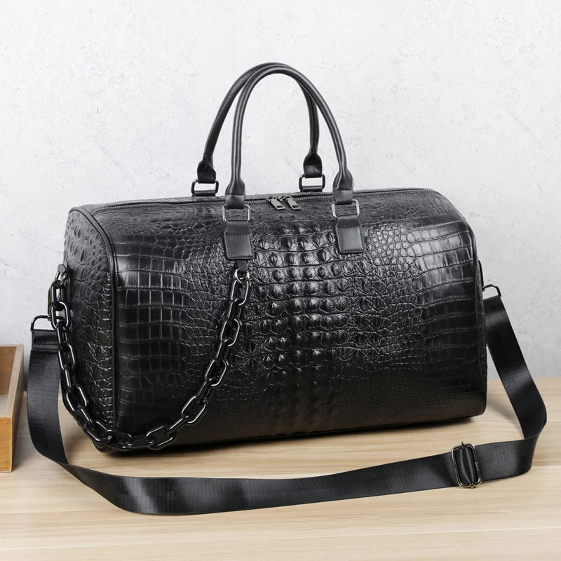 Fashion Waterproof PU Leather Unisex Duffel Bag with Zipper