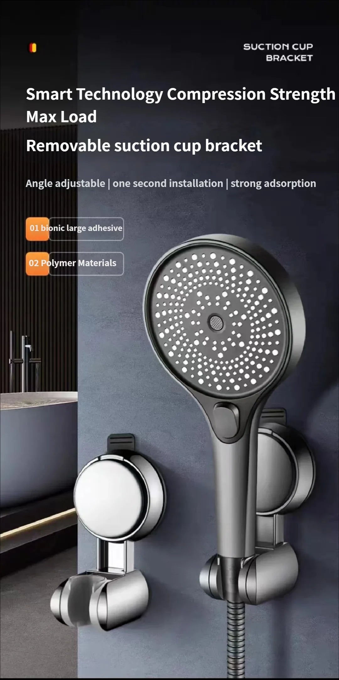 Universal No-Drill Adjustable Shower Head Holder