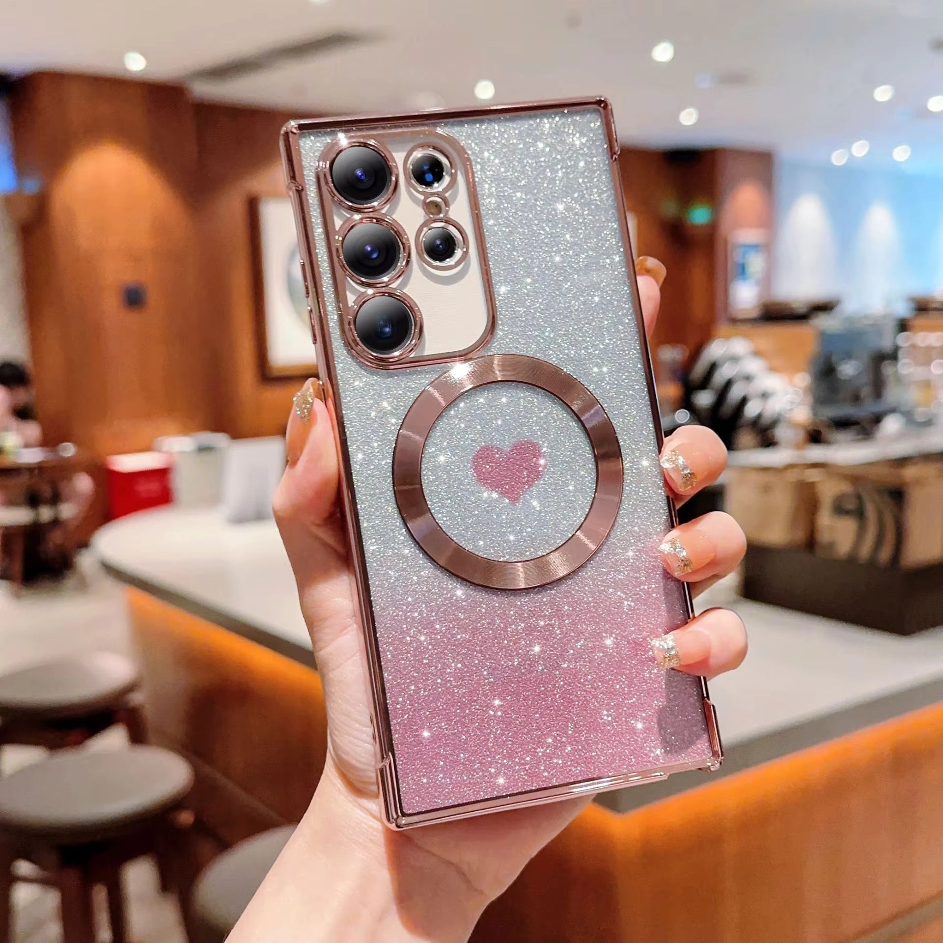 Luxury Gradient Glitter Love Heart Case for Samsung