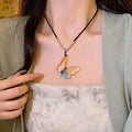 Butterfly Gemstone Layered Necklace in Yellow & Blue