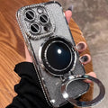 Hot Luxury Plating Glitter Diamond Mirror With Holder Bracket Cover Magnetic Phone Case