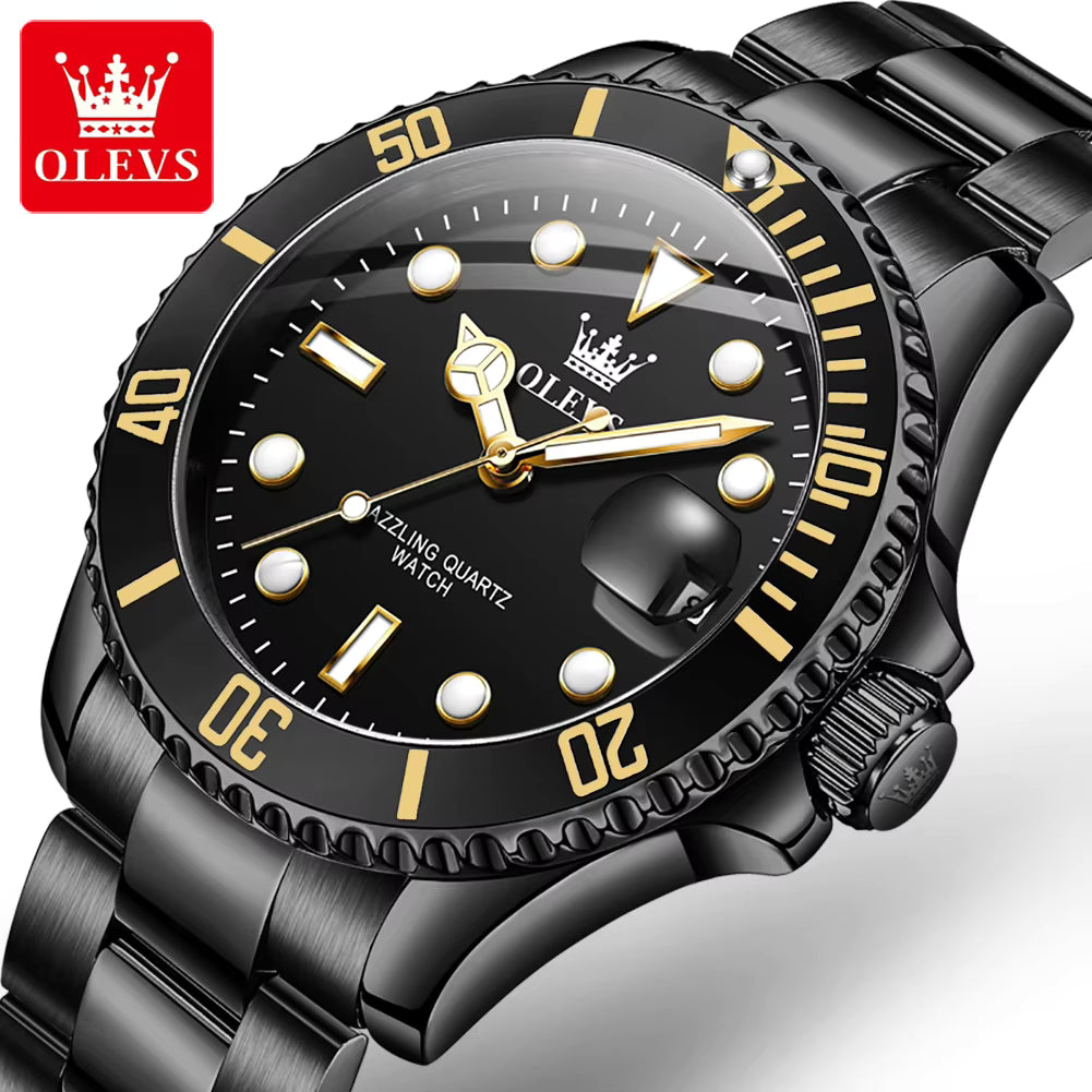 OLEVS Men's Quartz Waterproof Stainless Steel Watch