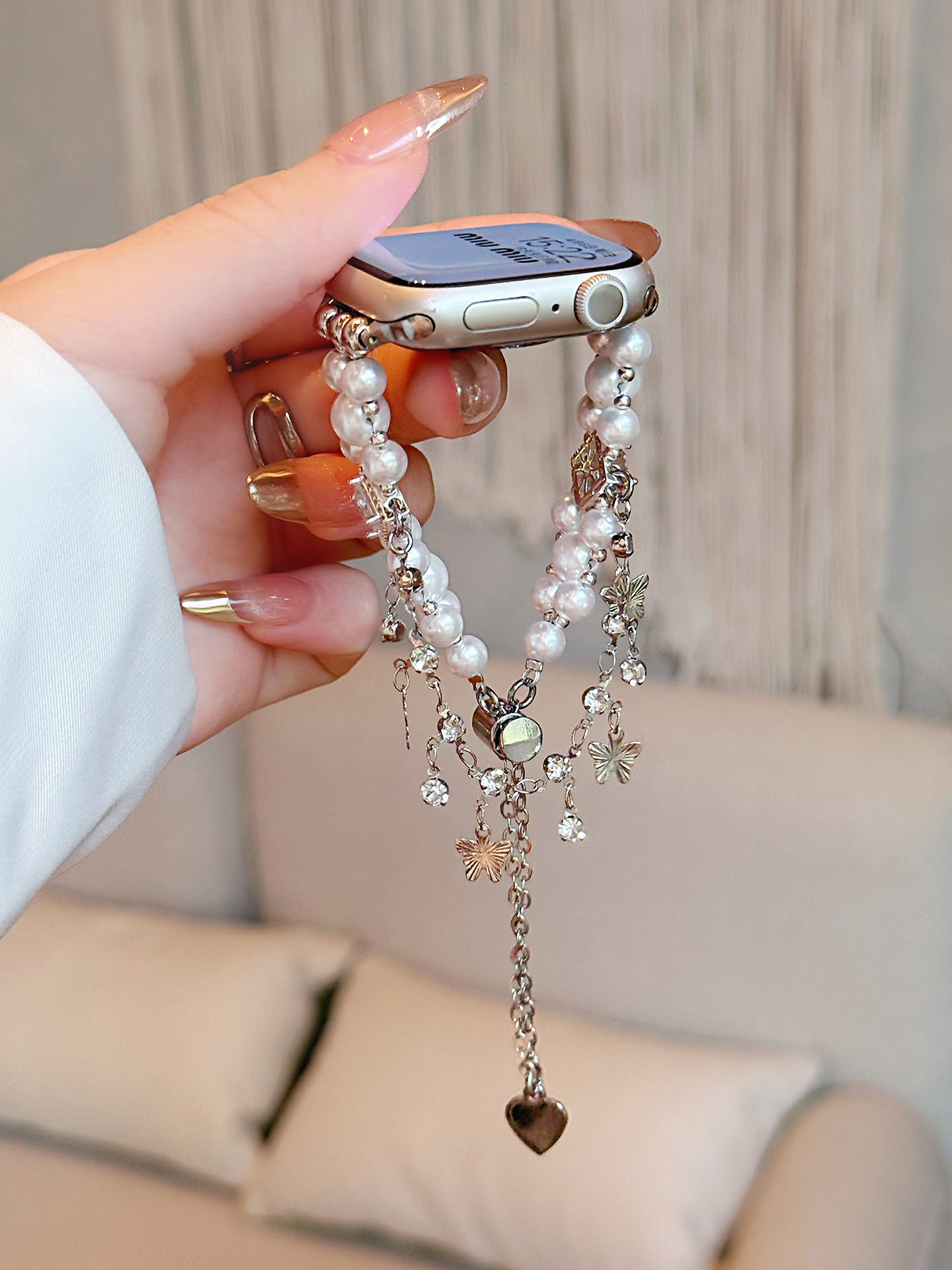 Aurélia Sunflower Pearl Diamond Stainless Steel Band for Apple Watch